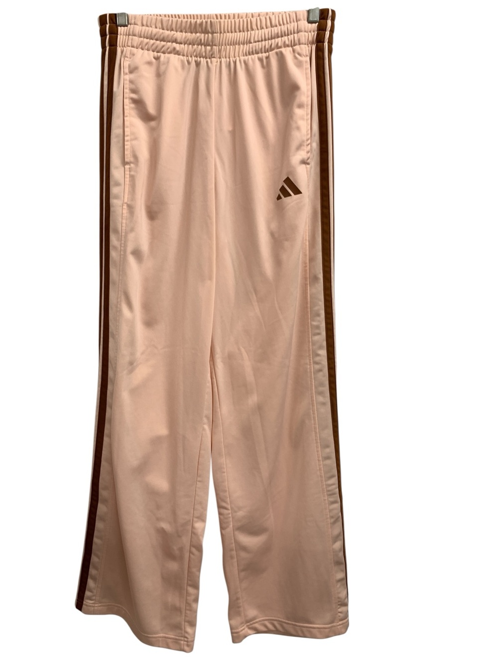 adidas Light Pink Track Pants with Brown Stripes Size S